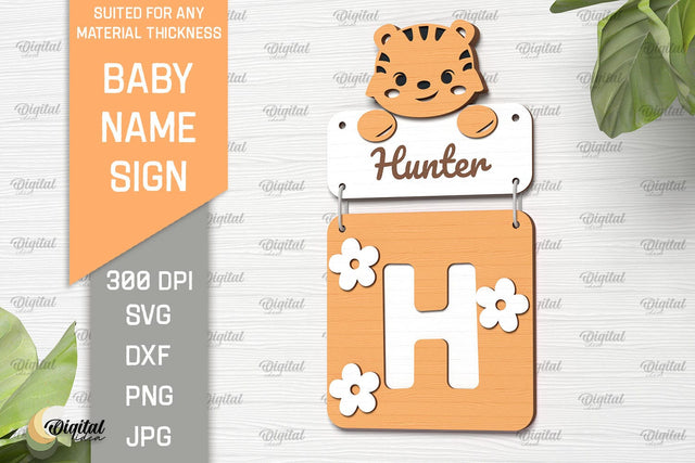 Baby Name Sign SVG. Wall Decor Laser Cut. Letter H SVG Evgenyia Guschina 