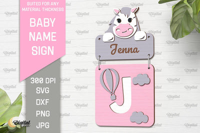 Baby Name Sign SVG. Wall Decor Laser Cut. Letter J SVG Evgenyia Guschina 