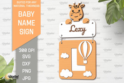 Baby Name Sign SVG. Wall Decor Laser Cut. Letter L SVG Evgenyia Guschina 