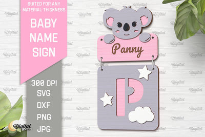 Baby Name Sign SVG. Wall Decor Laser Cut. Letter P SVG Evgenyia Guschina 