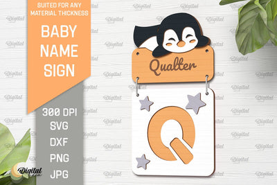 Baby Name Sign SVG. Wall Decor Laser Cut. Letter Q SVG Evgenyia Guschina 