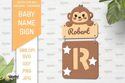 Baby Name Sign SVG. Wall Decor Laser Cut. Letter R SVG Evgenyia Guschina 