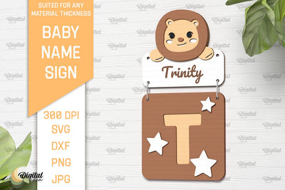Baby Name Sign SVG. Wall Decor Laser Cut. Letter T SVG Evgenyia Guschina 