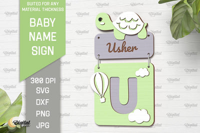 Baby Name Sign SVG. Wall Decor Laser Cut. Letter U SVG Evgenyia Guschina 