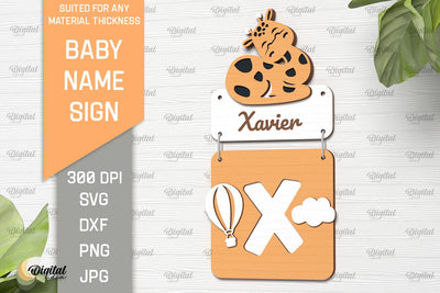 Baby Name Sign SVG. Wall Decor Laser Cut. Letter X SVG Evgenyia Guschina 