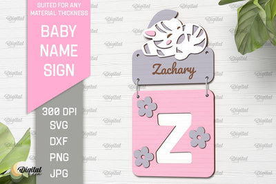 Baby Name Sign SVG. Wall Decor Laser Cut. Letter Z SVG Evgenyia Guschina 