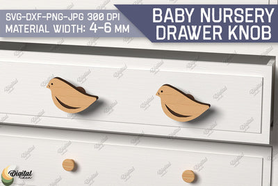 Baby Nursery Drawer Knobs SVG. 3D Wood Knobs Laser Cut. Bird SVG SVG Evgenyia Guschina 