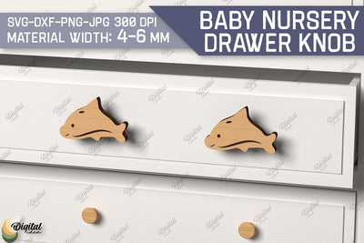 Baby Nursery Drawer Knobs SVG. 3D Wood Knobs Laser Cut. Dolphin SVG SVG Evgenyia Guschina 
