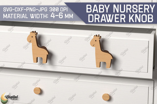 Baby Nursery Drawer Knobs SVG. 3D Wood Knobs Laser Cut. Giraffe SVG SVG Evgenyia Guschina 