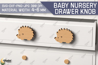 Baby Nursery Drawer Knobs SVG. 3D Wood Knobs Laser Cut. Hedgehog SVG SVG Evgenyia Guschina 