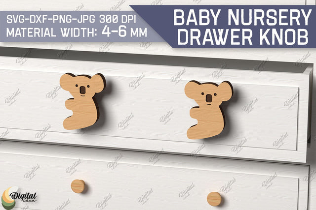 Baby Nursery Drawer Knobs SVG. 3D Wood Knobs Laser Cut. Koala SVG SVG Evgenyia Guschina 