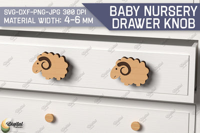 Baby Nursery Drawer Knobs SVG. 3D Wood Knobs Laser Cut. Sheep SVG SVG Evgenyia Guschina 