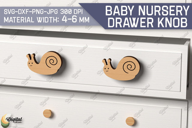 Baby Nursery Drawer Knobs SVG. 3D Wood Knobs Laser Cut. Snail SVG SVG Evgenyia Guschina 