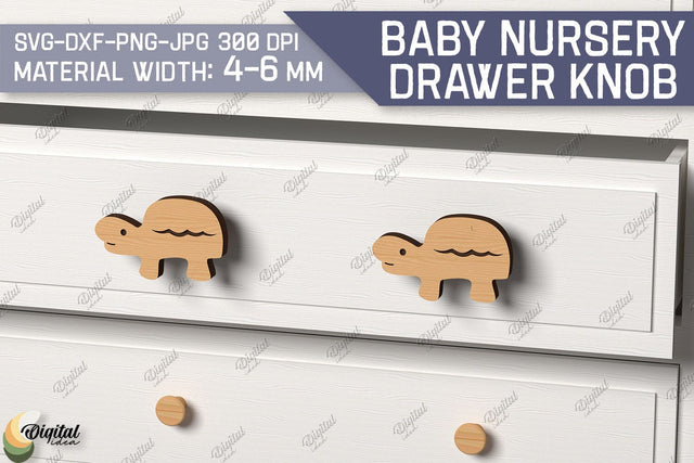 Baby Nursery Drawer Knobs SVG. 3D Wood Knobs Laser Cut. Turtle SVG SVG Evgenyia Guschina 