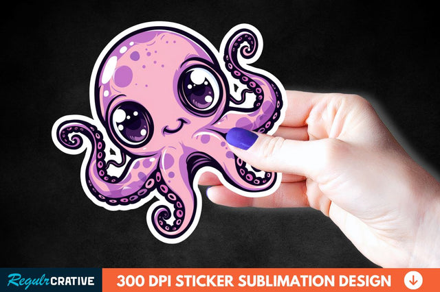 Baby Octopus Sticker Clipart Sublimation Regulrcrative 