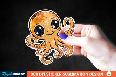 Baby Octopus Sticker Clipart Sublimation Regulrcrative 