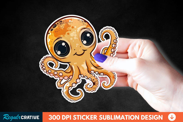 Baby Octopus Sticker Clipart Sublimation Regulrcrative 