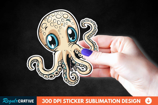 Baby Octopus Sticker Clipart Sublimation Regulrcrative 