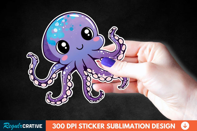 Baby Octopus Sticker Clipart Sublimation Regulrcrative 