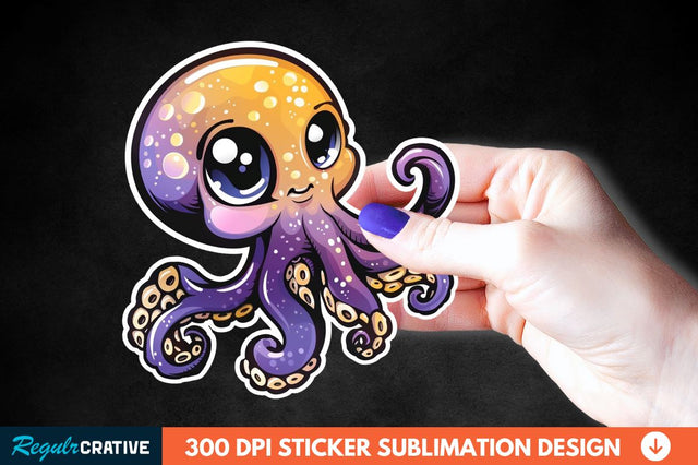Baby Octopus Sticker Clipart Sublimation Regulrcrative 