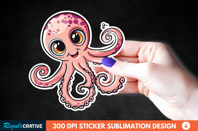 Baby Octopus Sticker Clipart Sublimation Regulrcrative 