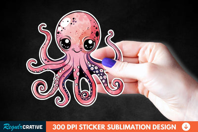 Baby Octopus Sticker Clipart Sublimation Regulrcrative 
