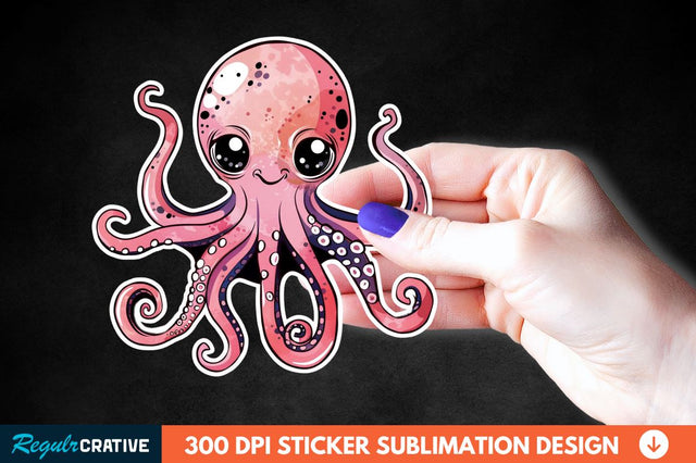 Baby Octopus Sticker Clipart Sublimation Regulrcrative 