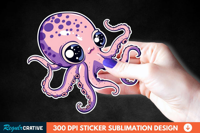 Baby Octopus Sticker Clipart Sublimation Regulrcrative 