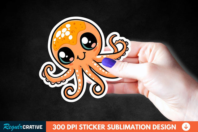Baby Octopus Sticker Clipart Sublimation Regulrcrative 
