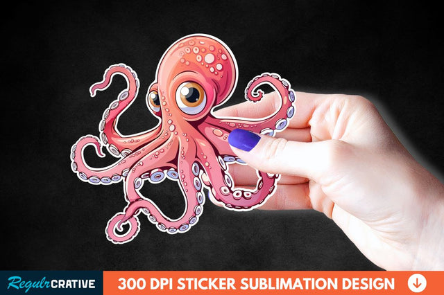 Baby Octopus Sticker Clipart Sublimation Regulrcrative 