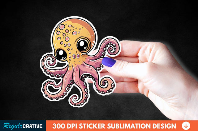 Baby Octopus Sticker Clipart Sublimation Regulrcrative 