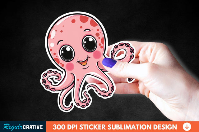 Baby Octopus Sticker Clipart Sublimation Regulrcrative 