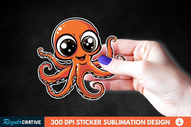 Baby Octopus Sticker Clipart Sublimation Regulrcrative 