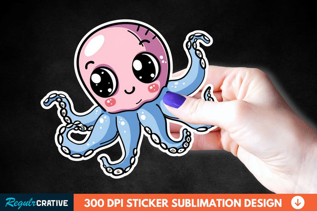 Baby Octopus Sticker Clipart Sublimation Regulrcrative 