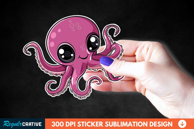 Baby Octopus Sticker Clipart Sublimation Regulrcrative 