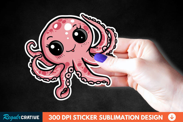 Baby Octopus Sticker Clipart Sublimation Regulrcrative 