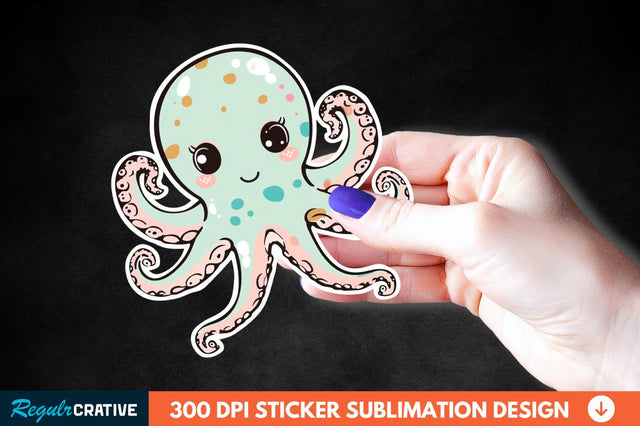 Baby Octopus Sticker Clipart Sublimation Regulrcrative 
