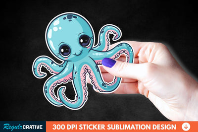 Baby Octopus Sticker Clipart Sublimation Regulrcrative 