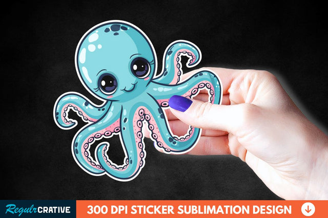 Baby Octopus Sticker Clipart Sublimation Regulrcrative 