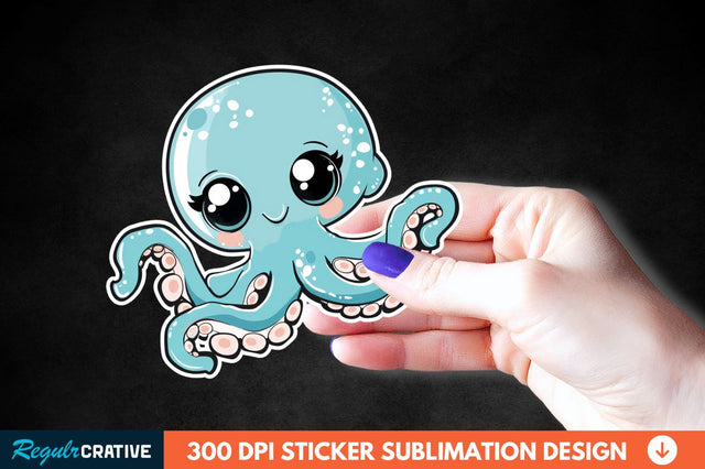 Baby Octopus Sticker Clipart Sublimation Regulrcrative 