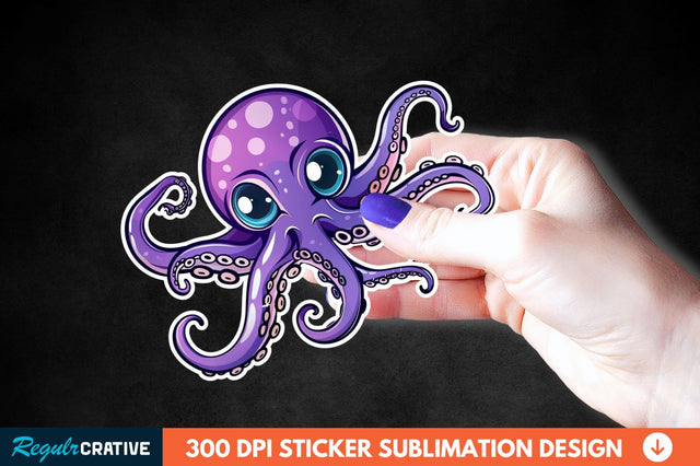Baby Octopus Sticker Clipart Sublimation Regulrcrative 