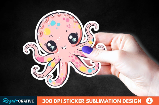 Baby Octopus Sticker Clipart Sublimation Regulrcrative 