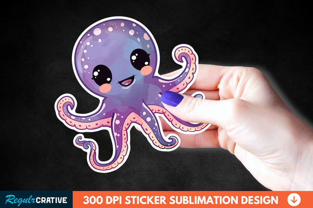 Baby Octopus Sticker Clipart Sublimation Regulrcrative 