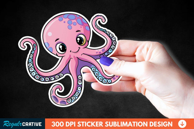 Baby Octopus Sticker Clipart Sublimation Regulrcrative 