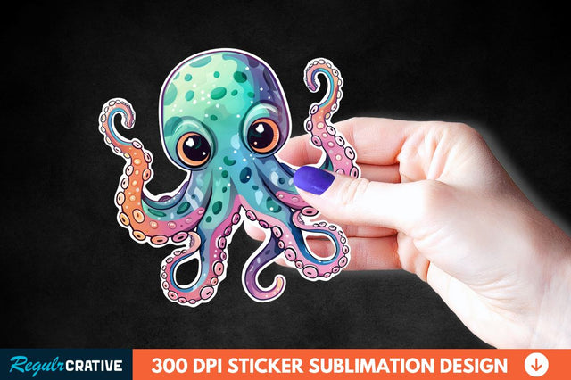Baby Octopus Sticker Clipart Sublimation Regulrcrative 