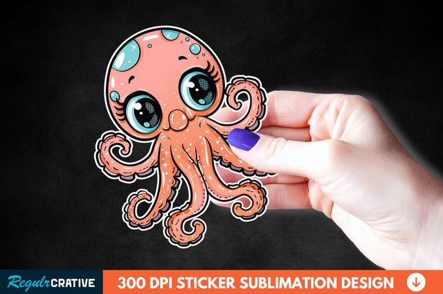 Baby Octopus Sticker Clipart Sublimation Regulrcrative 