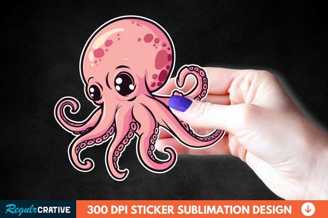 Baby Octopus Sticker Clipart Sublimation Regulrcrative 