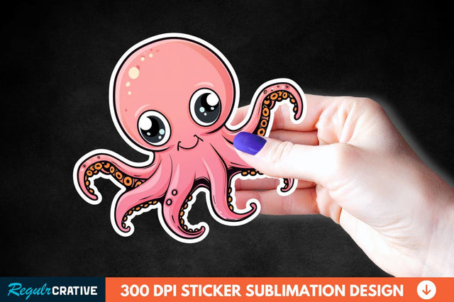 Baby Octopus Sticker Clipart Sublimation Regulrcrative 