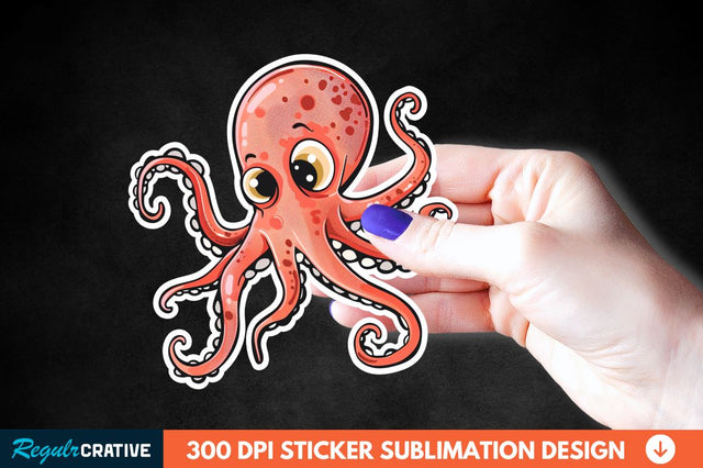 Baby Octopus Sticker Clipart Sublimation Regulrcrative 