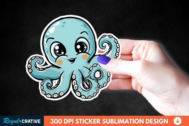 Baby Octopus Sticker Clipart Sublimation Regulrcrative 
